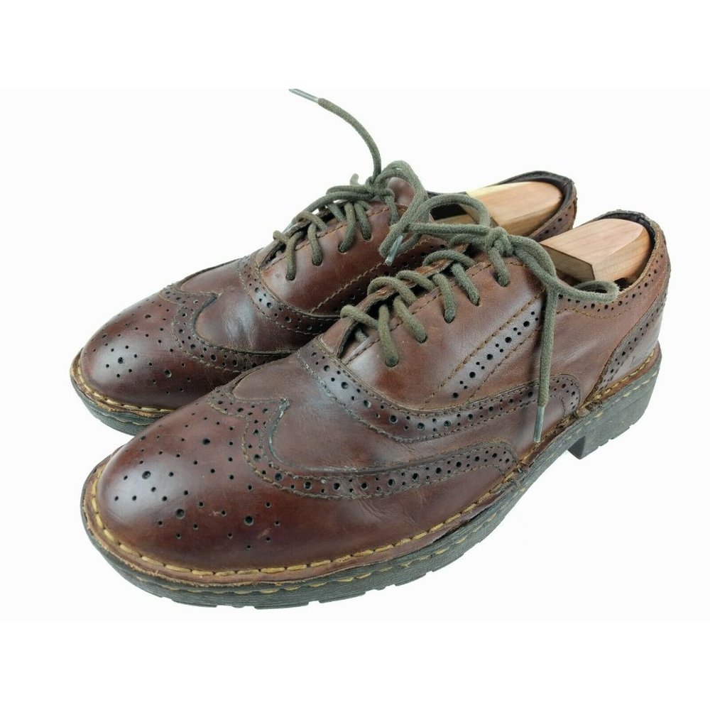 Born Brown Lace-Up Leather Brogue Wingtip 8.5